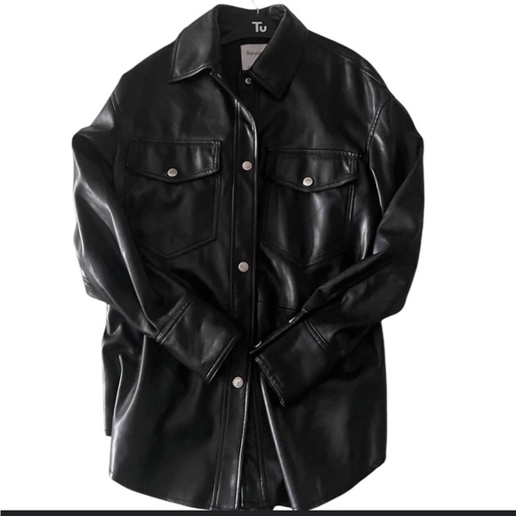 Bershka Jackets & Blazers - Bershka Black Leather-Style Jacket
